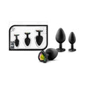 Blush Luxe 3-Piece Bling Plug Training Kit with Rainbow Gem Base Black - Fantasies Boutique