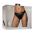 Ouch! Vibrating Strap-on Panty Harness with Open Back Black M/L - Fantasies Boutique