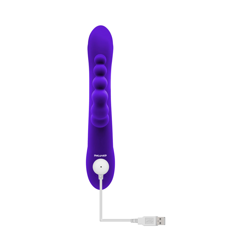 Evolved Lick Me Rechargeable Dual Entry Triple Stimulation Silicone Vibrator Purple - Fantasies Boutique