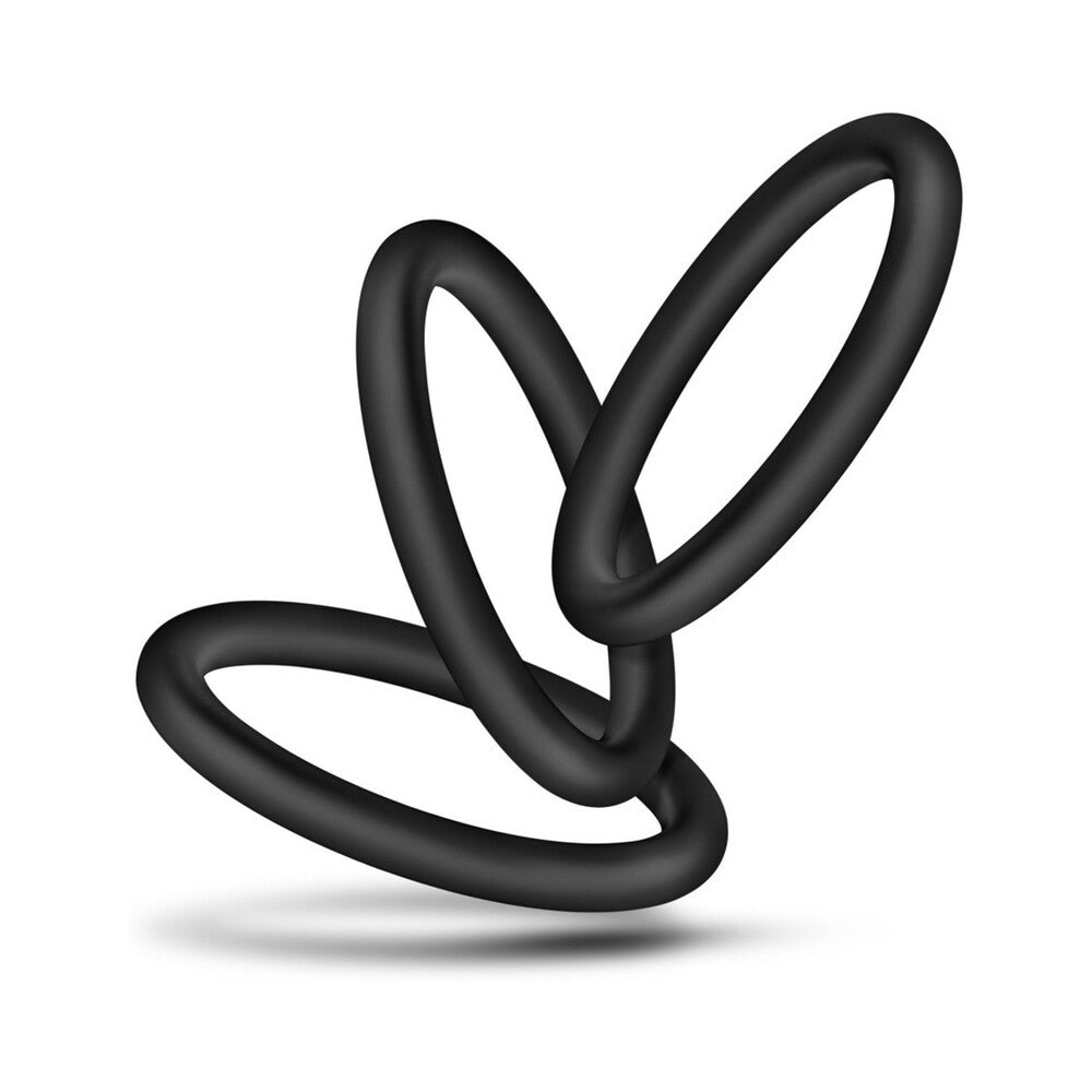 Blush Performance VS1 Pure Premium Silicone Cockrings 3-Pack Medium Black - Fantasies Boutique