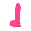 Neo 8 in. Dual Density Dildo with Balls Neon Pink - Fantasies Boutique
