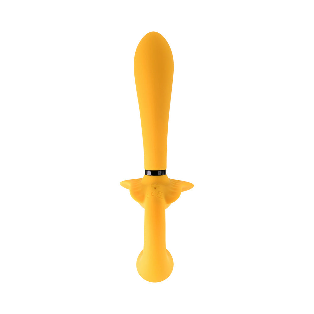 Evolved Monarch Rechargeable Silicone Multifunction Vibrating Strapless Strap-On Yellow - Fantasies Boutique