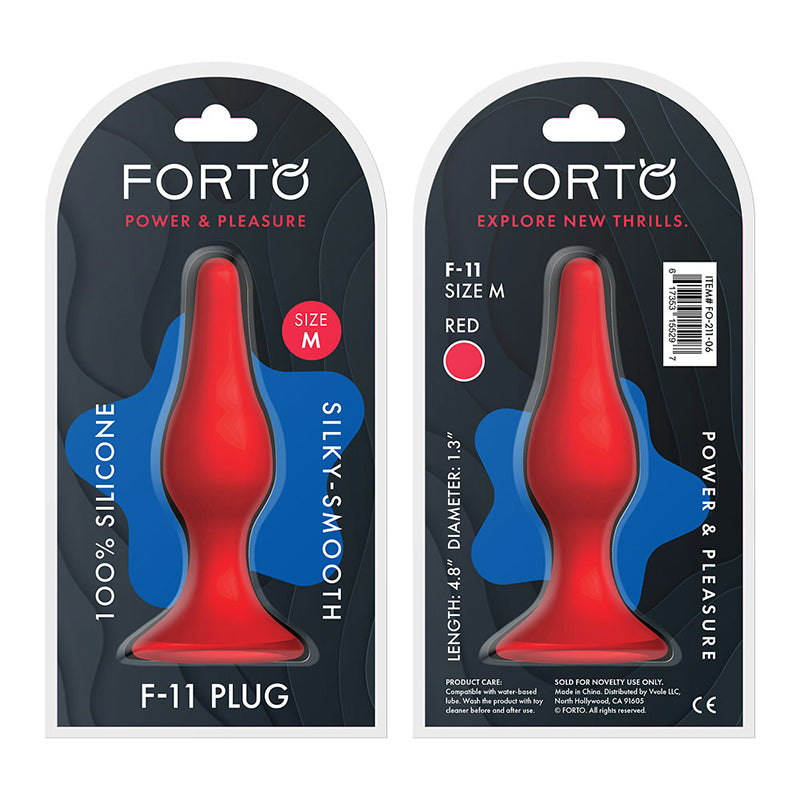 Forto F-11 Lungo Silicone Anal Plug Medium Red - Fantasies Boutique
