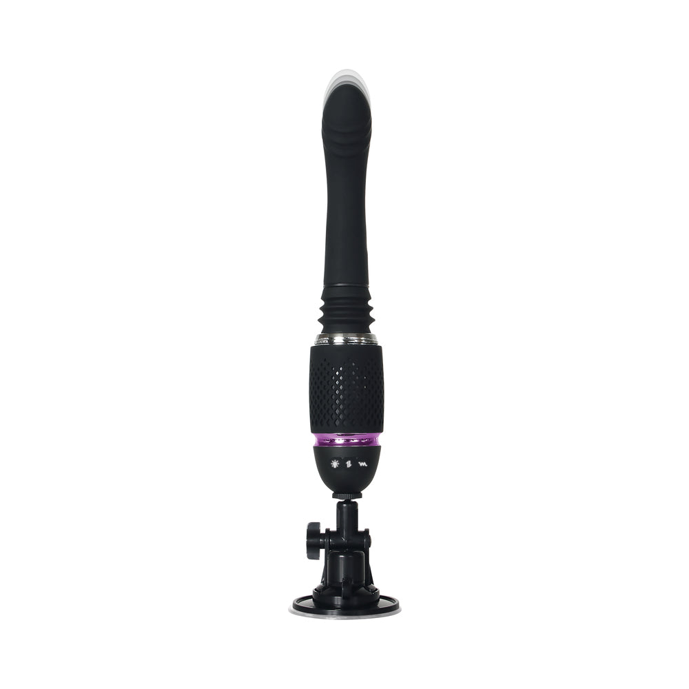 Evolved Thrust & Go Thrusting Vibrator With 2 Shafts and Suction Cup Base Black - Fantasies Boutique