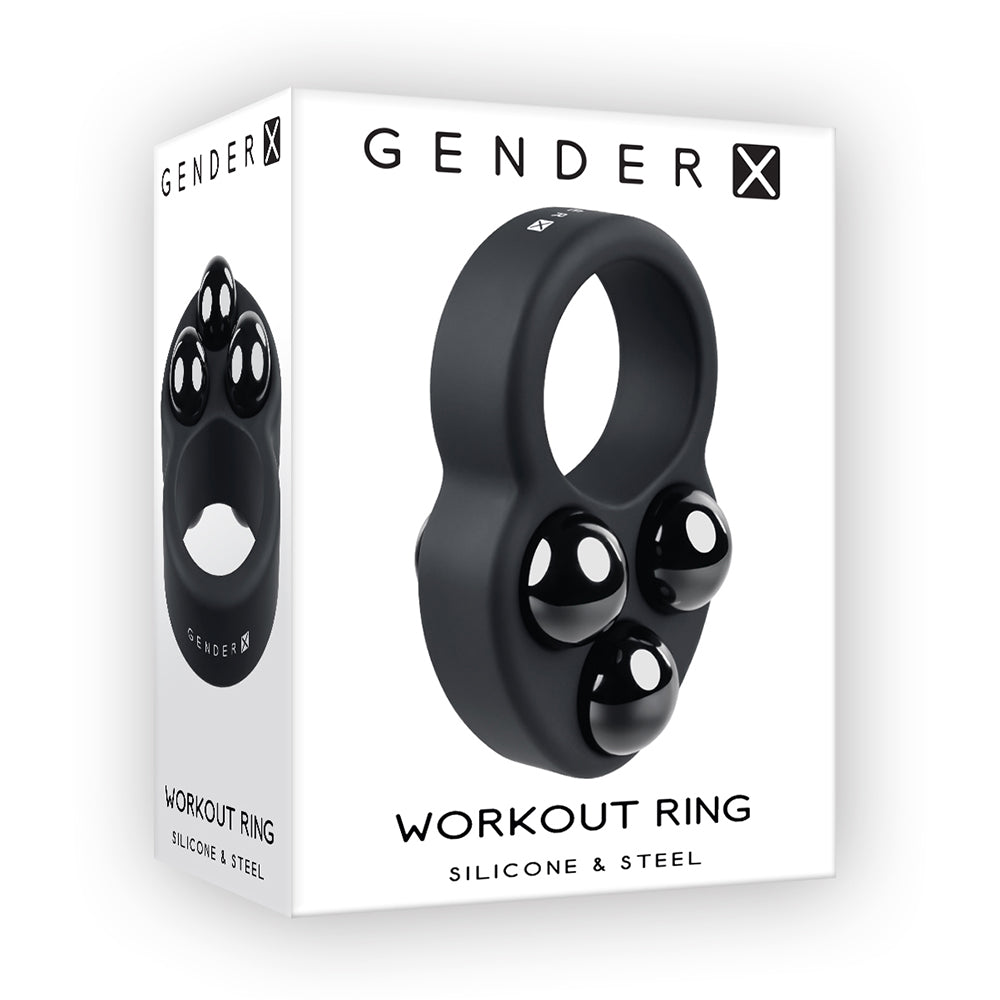 Gender X Workout Ring Weighted Silicone Training Cockring Black - Fantasies Boutique