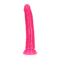 RealRock Glow in the Dark Slim 9 in. Dildo Neon Pink - Fantasies Boutique