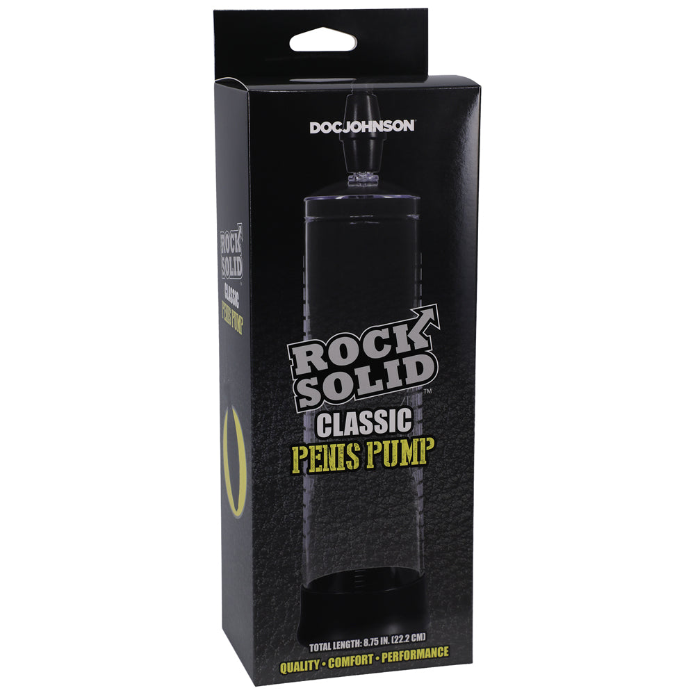 Rock Solid Classic Penis Pump Black/Clear - Fantasies Boutique