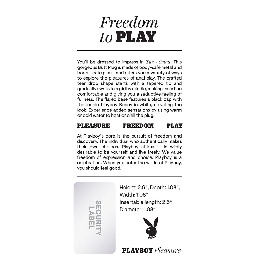 Playboy Tux Small Metal Anal Plug Hematite - Fantasies Boutique