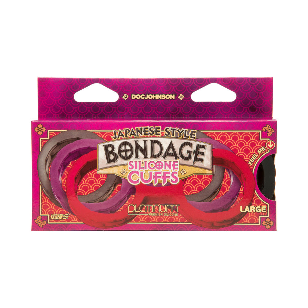 Japanese Bondage Silicone Cuffs Large Black - Fantasies Boutique