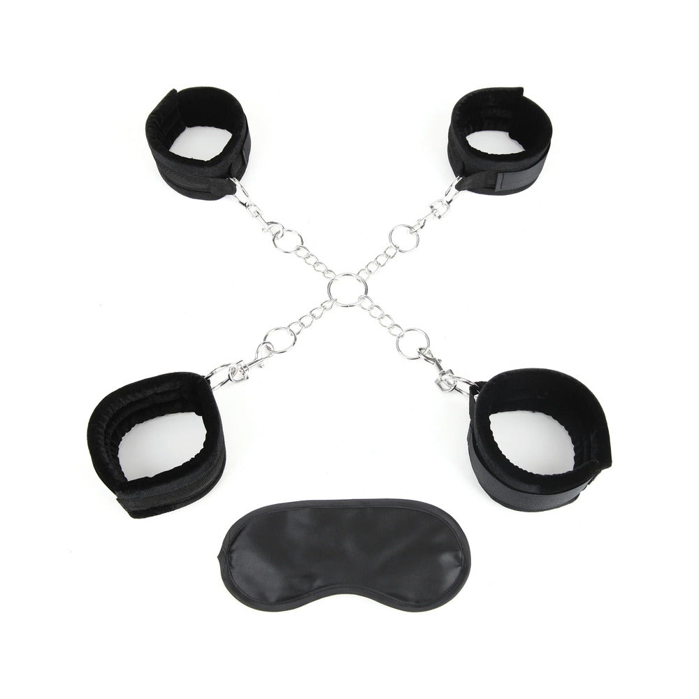 Lux Fetish Deluxe Chain Hog Tie with 4-Piece Cuff Set - Fantasies Boutique