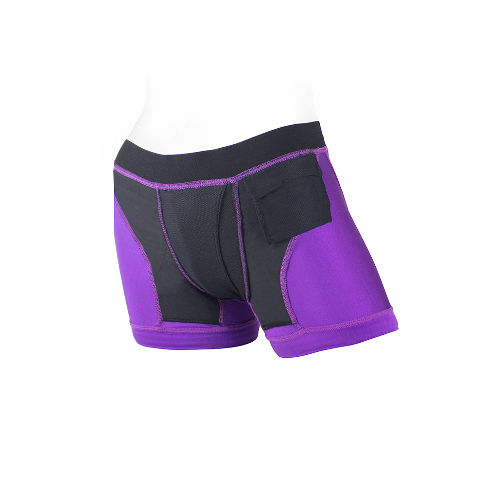 SpareParts Tomboii Nylon Boxer Briefs Harness Purple/Black Size XL