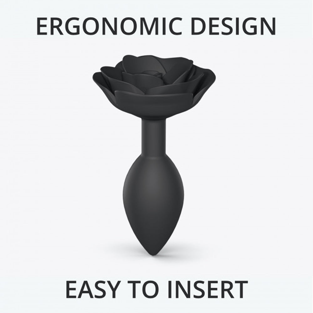 Love to Love Open Roses Silicone Anal Plug Black Onyx L - Fantasies Boutique