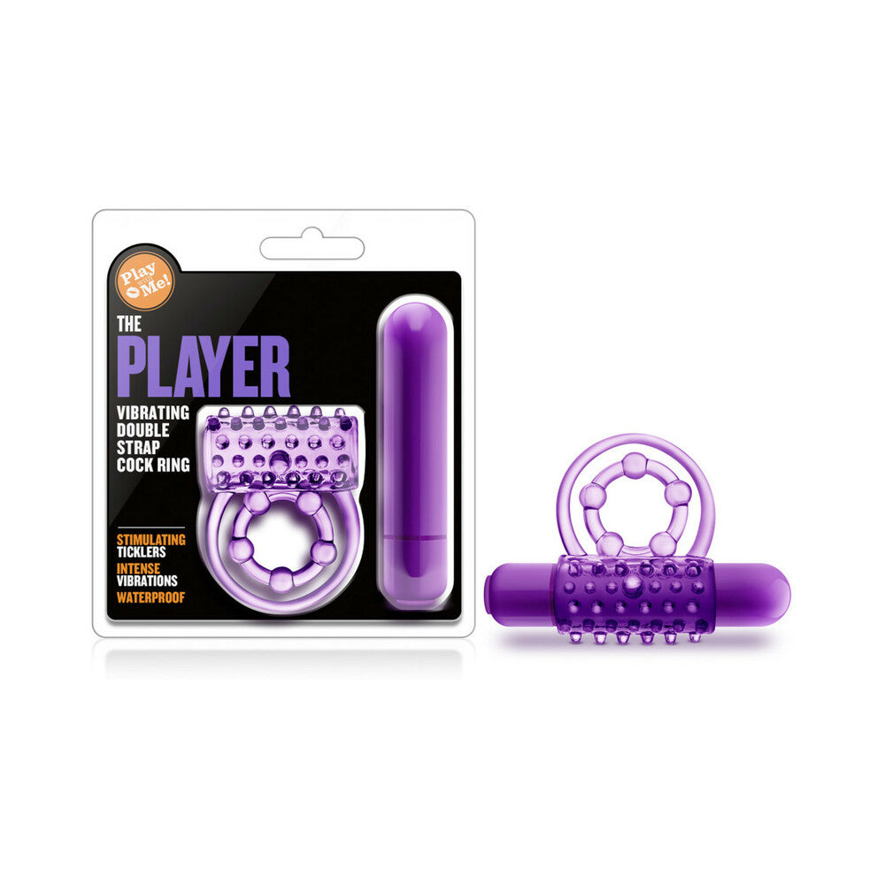 Play with Me The Player Vibrating Double Strap Cockring Purple - Fantasies Boutique