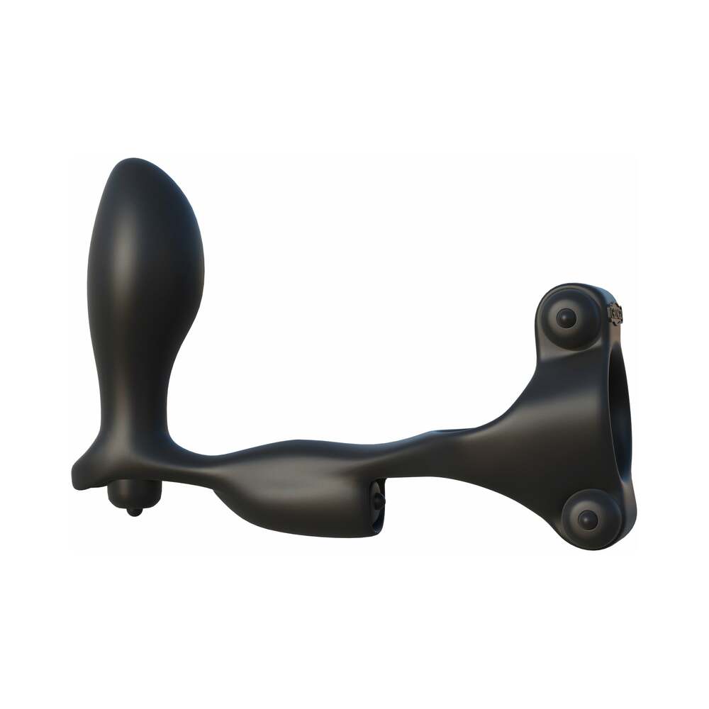 Fantasy C-Ringz Ultimate Ass-Gasm Vibrating Silicone Cockring With Anal Plug Black - Fantasies Boutique
