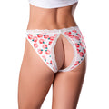 Magic Silk Sweet Treats Split Back & Crotchless Panty with Lube Peach S/M