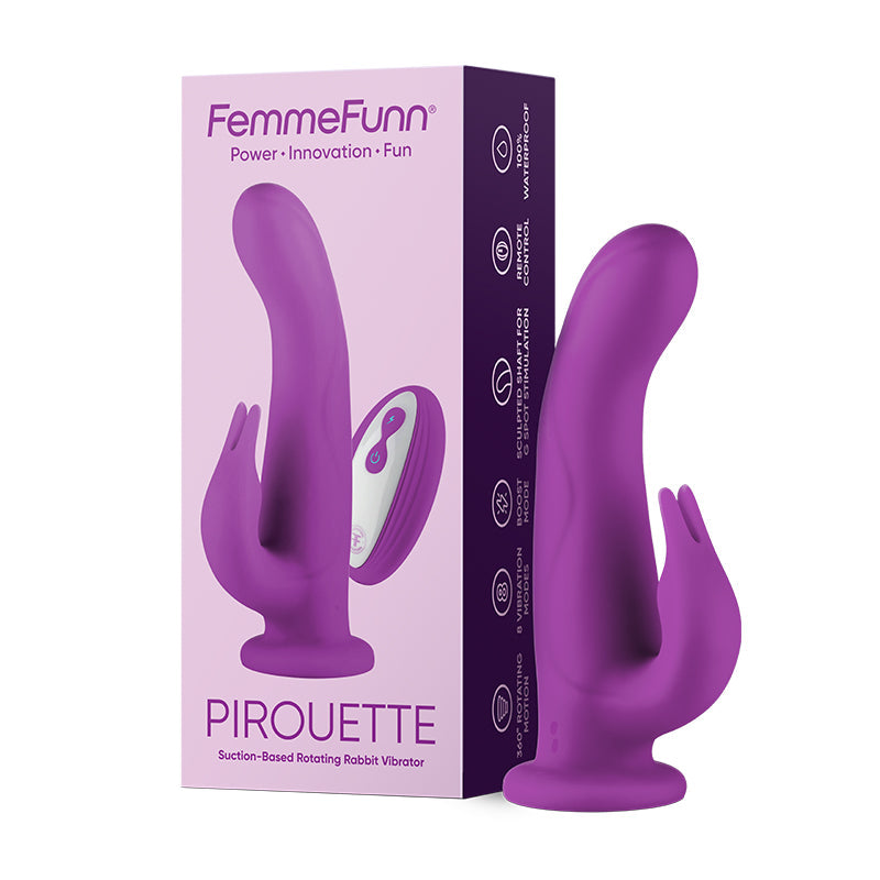 FemmeFunn Pirouette 8 in. Dual-Stimulation Rotating Vibrating Dildo Purple - Fantasies Boutique