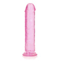RealRock Crystal Clear Straight 9 in. Dildo Without Balls Pink - Fantasies Boutique