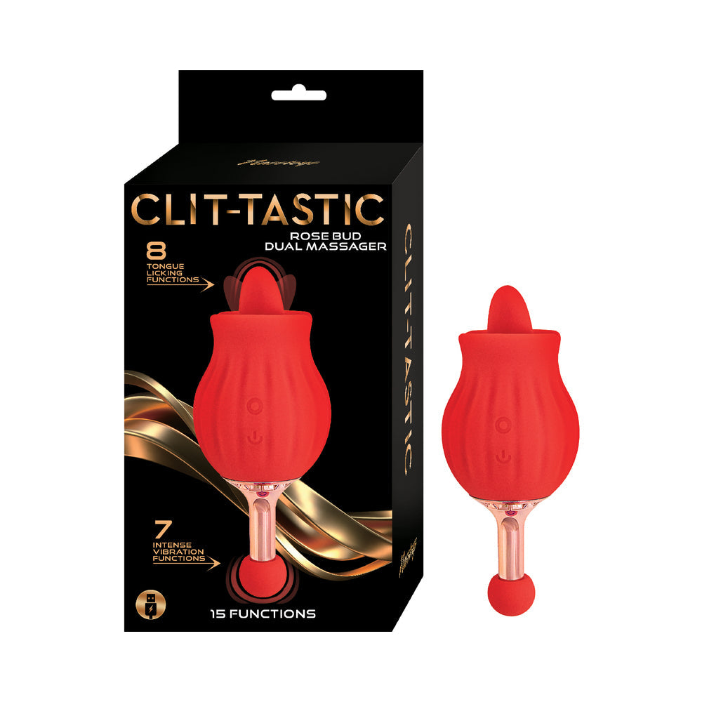 Clit-Tastic Rose Bud Dual Massager Red - Fantasies Boutique