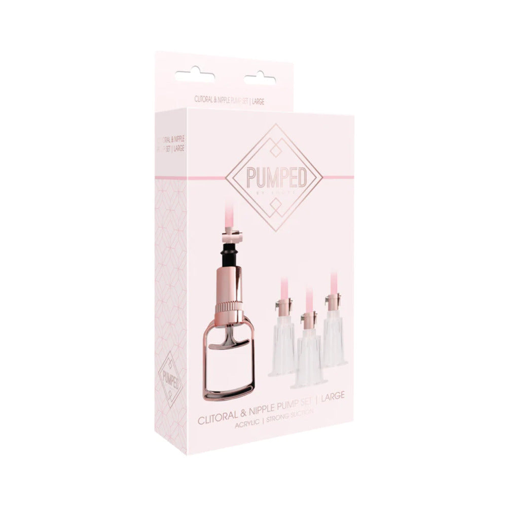 Pumped 4-Piece Clitoral & Nipple Pump Kit Rose Gold Large - Fantasies Boutique