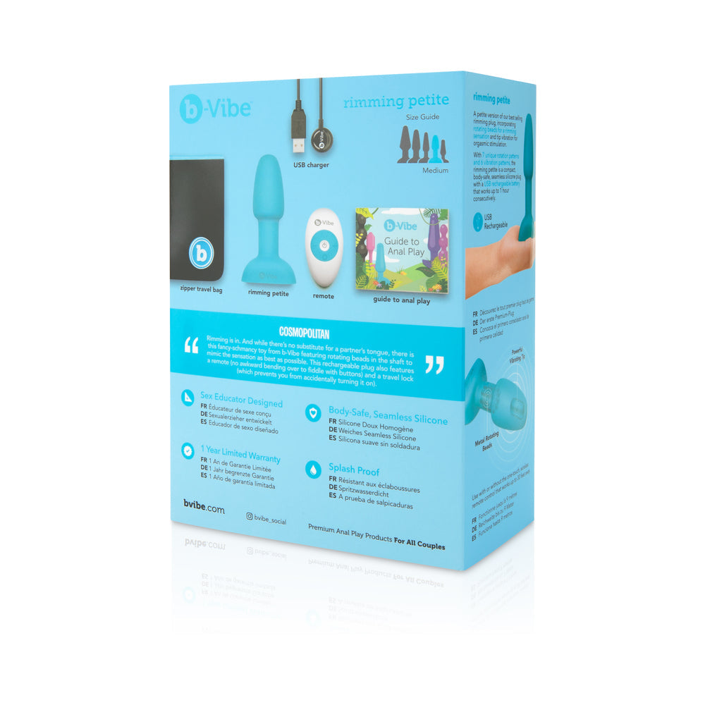 b-Vibe Rimming Petite Rotating and Vibrating Remote Control Plug Teal - Fantasies Boutique