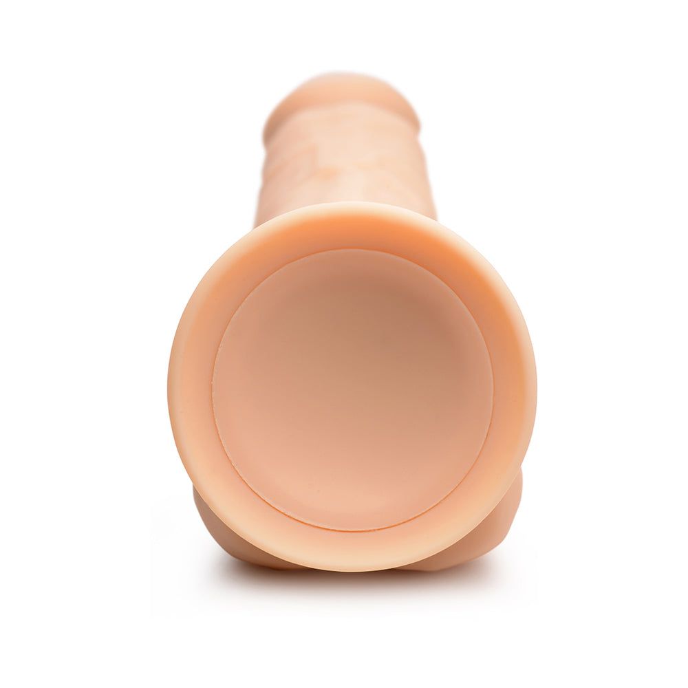 Curve Toys FLESHSTIXXX Rechargeable 8 in. Posable Vibrating Dildo with Balls & Suction Cup Beige - Fantasies Boutique