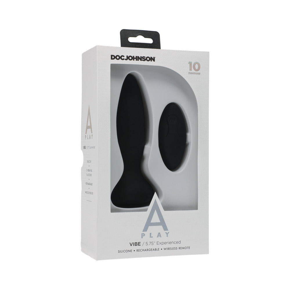 A-Play Vibe Experienced Rechargeable Silicone Anal Plug with Remote Black - Fantasies Boutique