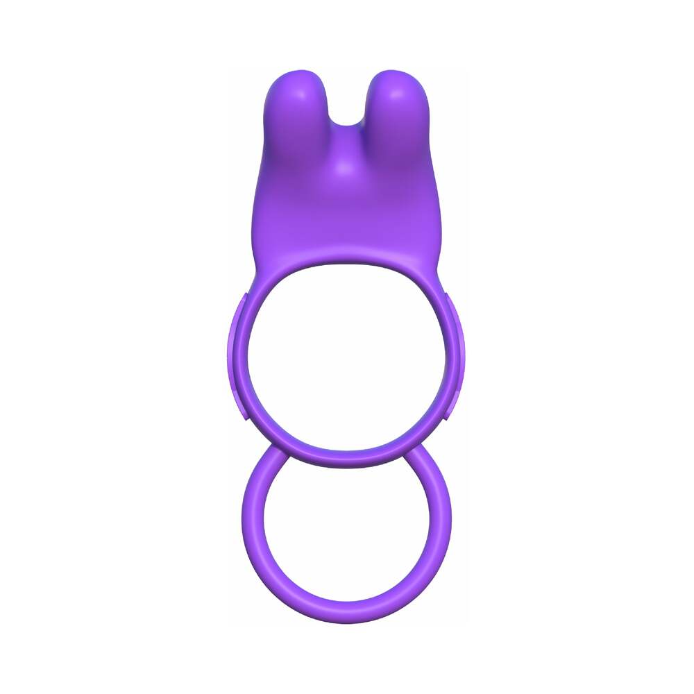 Pipedream Fantasy C-Ringz Silicone Vibrating Twin Teazer Rabbit Ring With Ears Purple