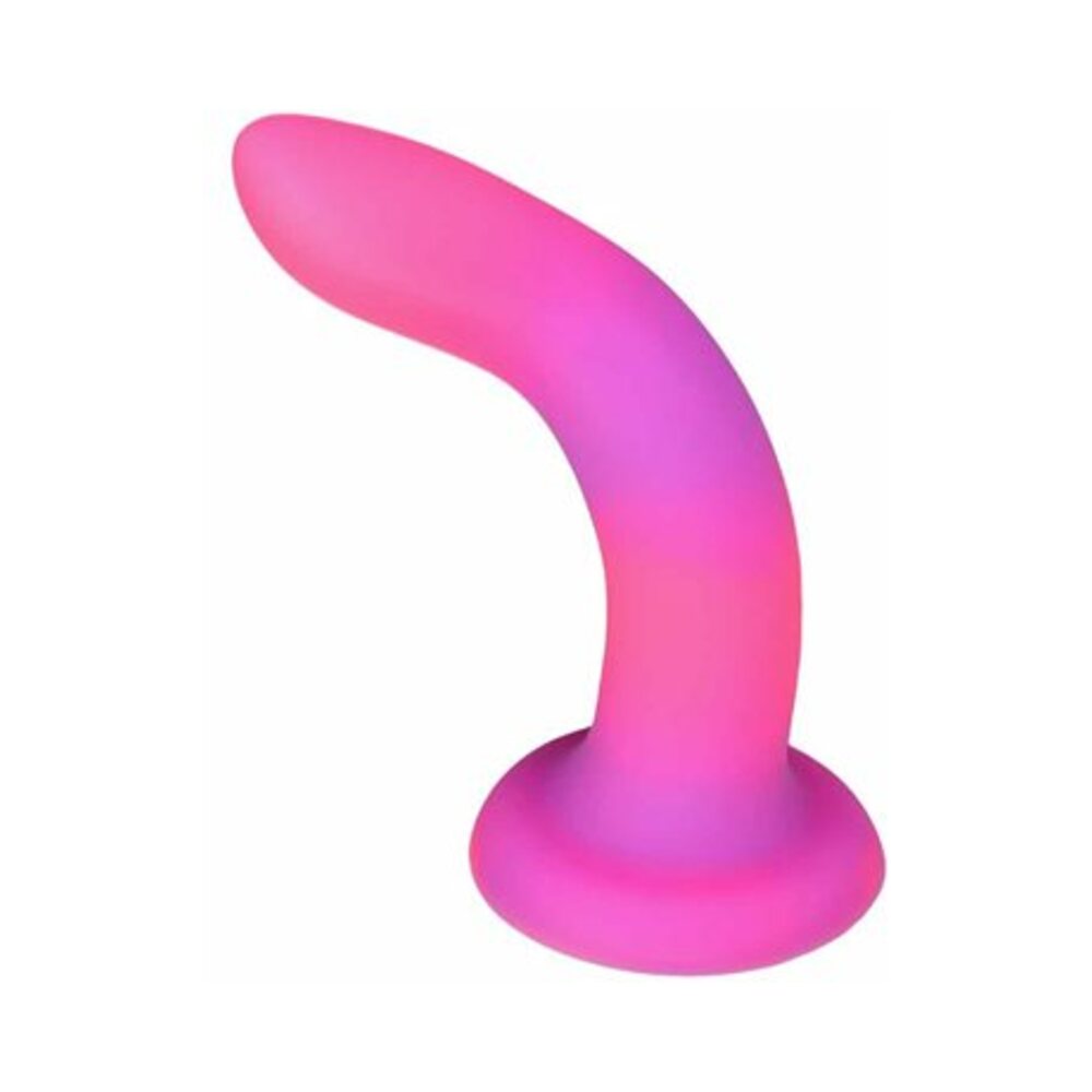 Addiction Rave Bendable 8 in. Silicone Dildo Glow in the Dark Pink Purple - Fantasies Boutique