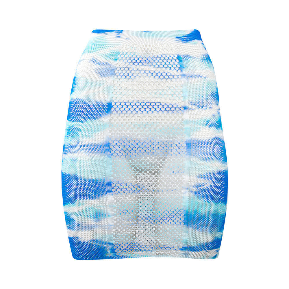 Shots Le Desir Bliss High-Waist Fishnet Skirt & Dazzling Rhinestone Sticker Multi O/S - Fantasies Boutique