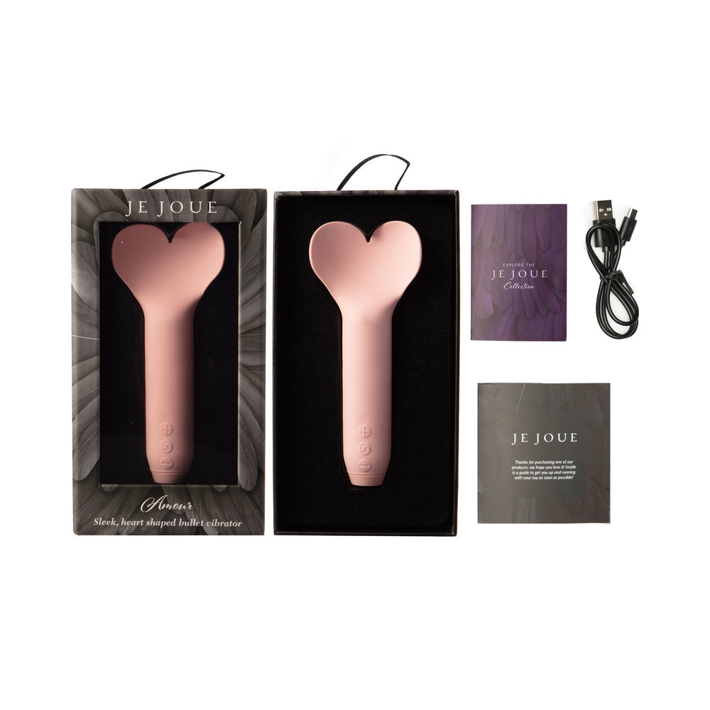 Je Joue Amour Rechargeable Silicone Heart-Shaped Fluttering Tip Bullet Vibrator Pale Rosette - Fantasies Boutique