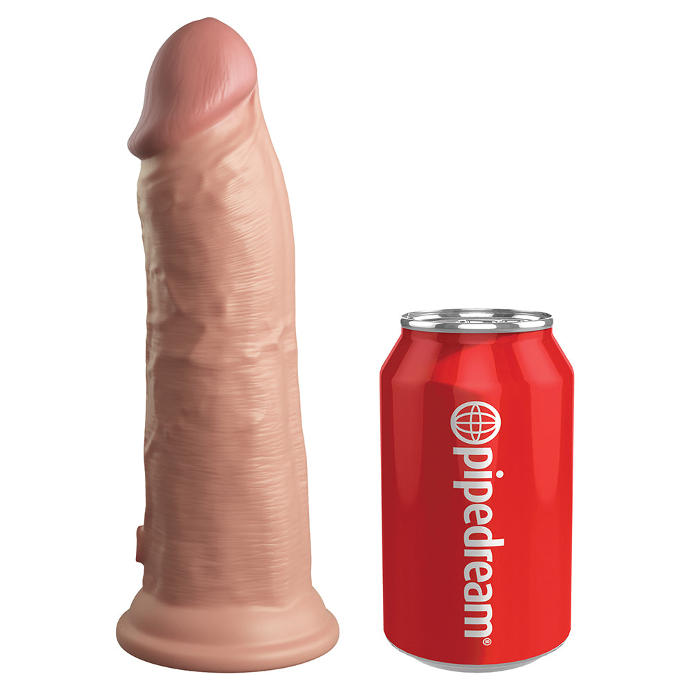 King Cock Elite 8 in. Vibrating Realistic Dildo With Suction Cup Beige - Fantasies Boutique