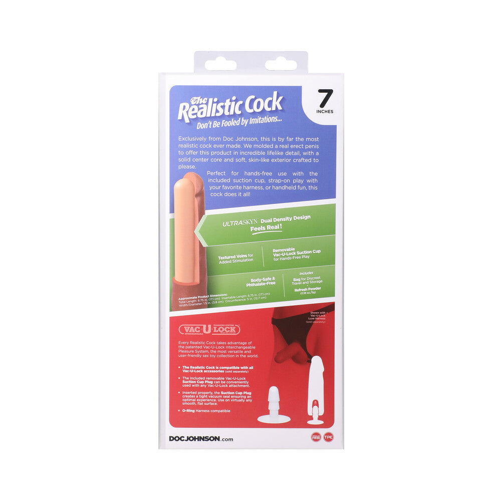 The Realistic Cock 7 in. ULTRASKYN Vac-U-Lock Dildo Caramel
