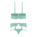 Magic Silk Caribbean Crush Demi Longline Bra & Panty with Flounce Aqua Glow S/M