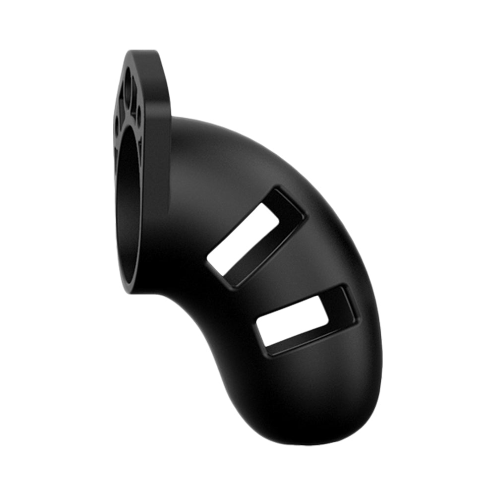Shots ManCage Model 20 Adjustable 3.5 in. Silicone Chastity Cock Cage Black - Fantasies Boutique