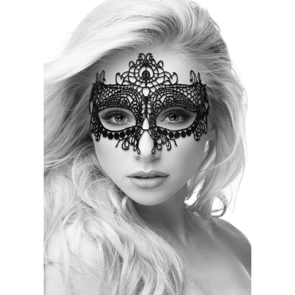 Ouch! Black & White Queen Lace Eye Mask Black - Fantasies Boutique