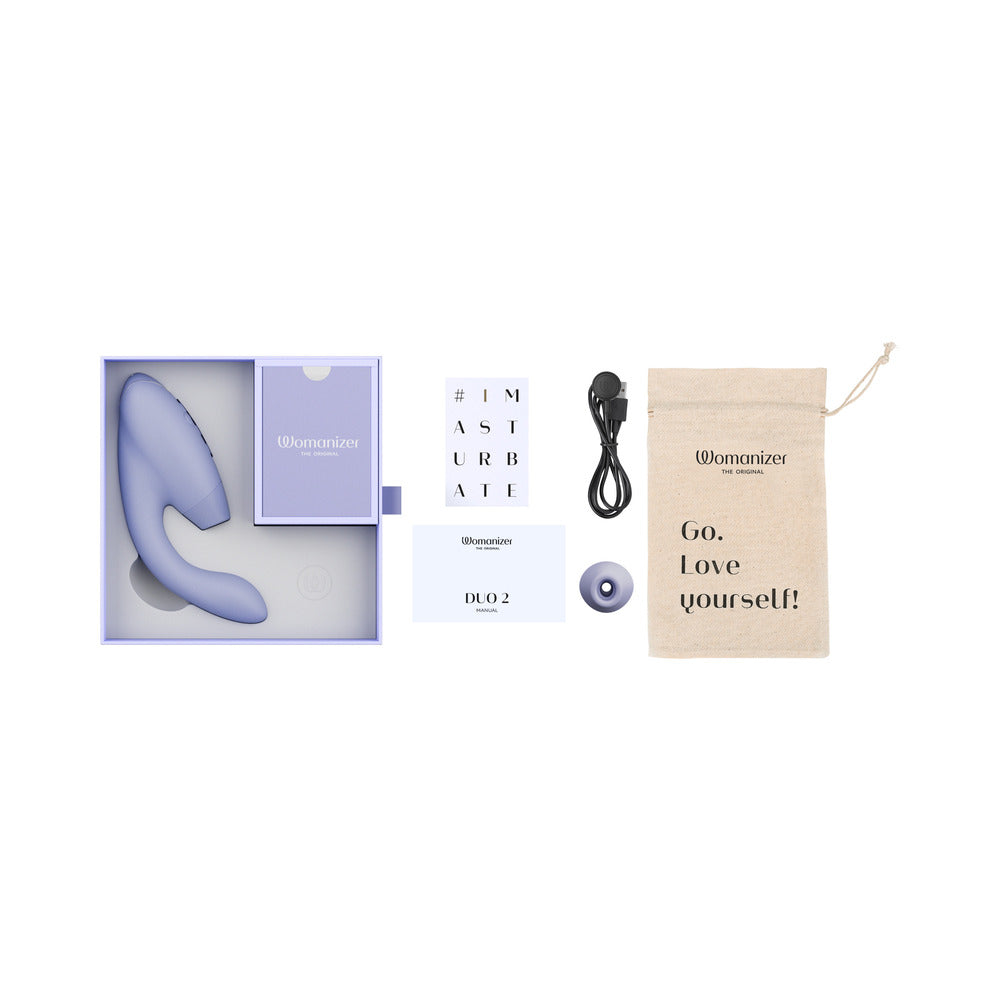 Womanizer Duo 2 Rechargeable Dual Stimulation Pleasure Air and G-Spot Vibrator Lilac - Fantasies Boutique