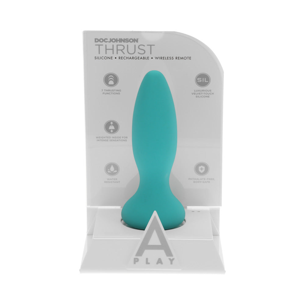 A-Play Thrust Adventurous Rechargeable Silicone Anal Plug with Remote Teal - Fantasies Boutique