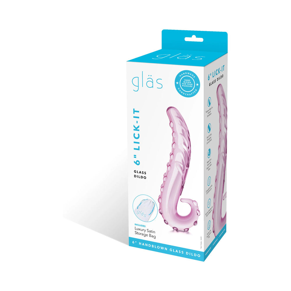 Glas 6 in. Lick-It Glass Dildo Pink - Fantasies Boutique