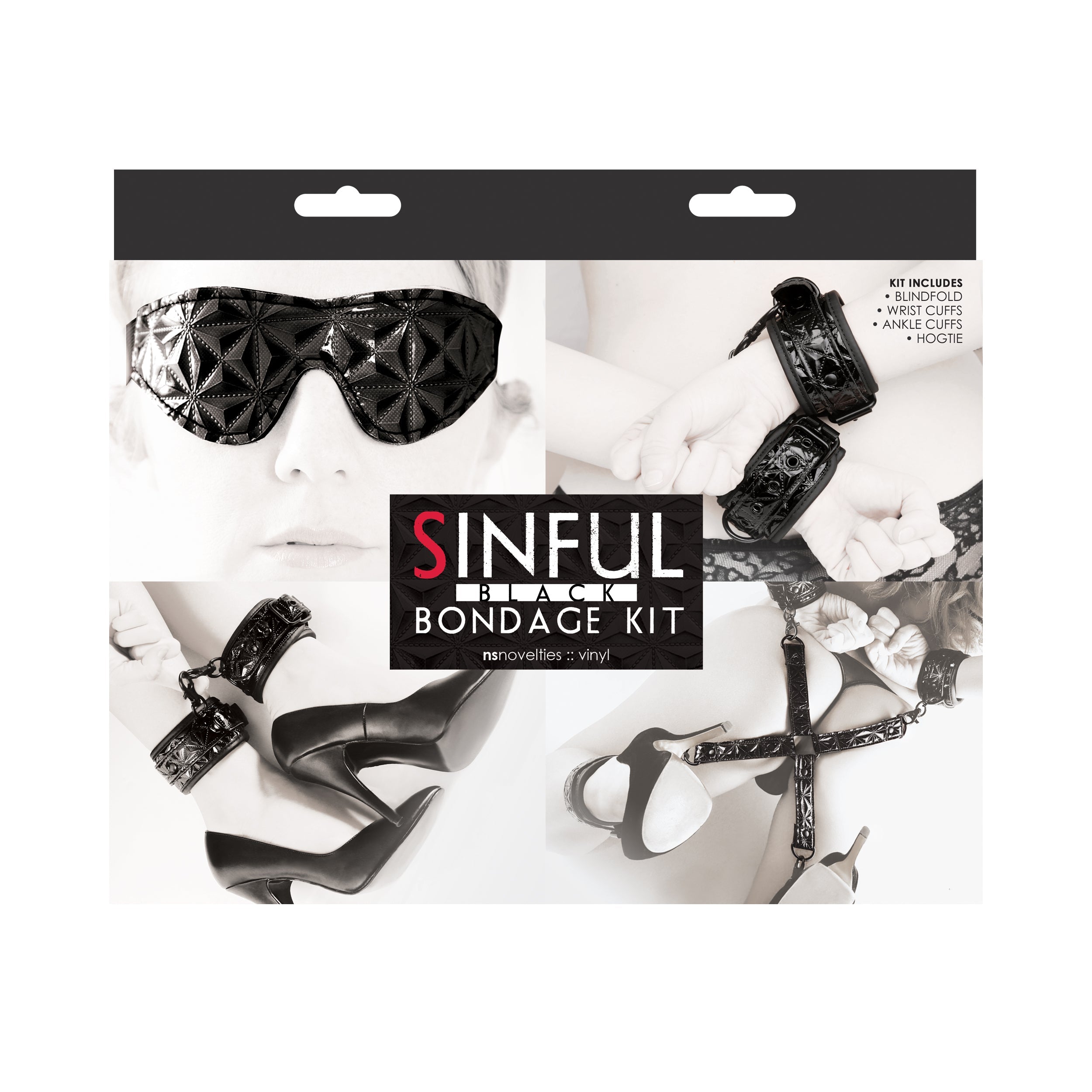 Sinful Vinyl Bondage Kit Black - Fantasies Boutique