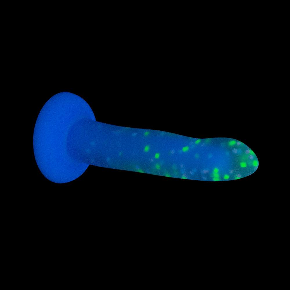 Addiction Rave 8 in. Bendable Glow-in-the-Dark Silicone Dildo Purple Confetti - Fantasies Boutique