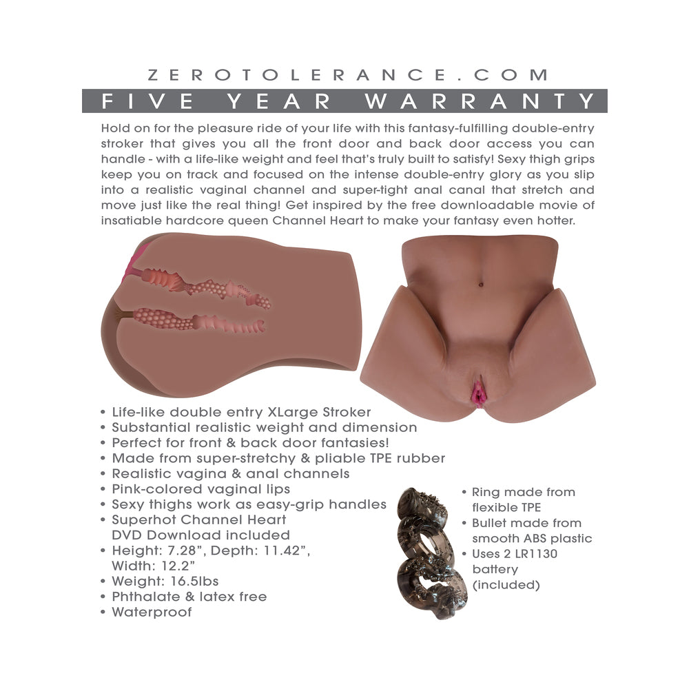 Zero Tolerance Channel Heart Realistic Dual Entry Body Stroker With Movie Download - Fantasies Boutique