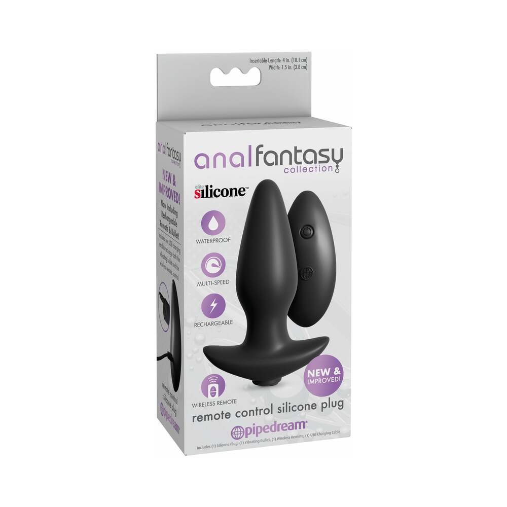 Pipedream Anal Fantasy Collection Vibrating Remote Control Silicone Plug Black - Fantasies Boutique