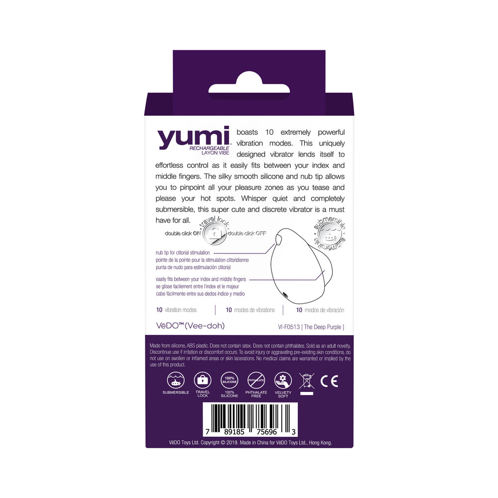 VeDO Yumi Rechargeable Finger Vibe - Deep Purple - Fantasies Boutique