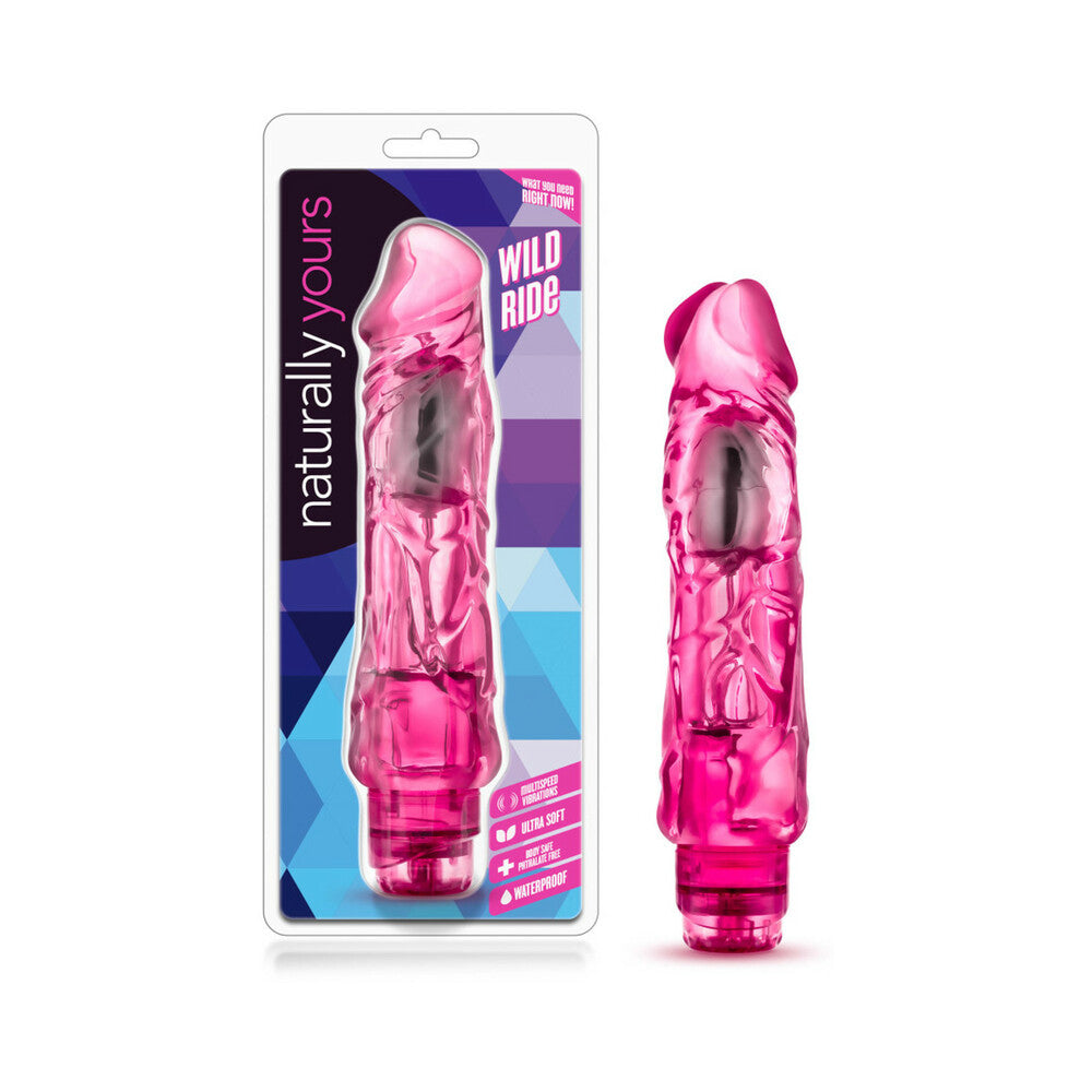 Naturally Yours Wild Ride Realistic 9 in. Vibrating Dildo Pink - Fantasies Boutique