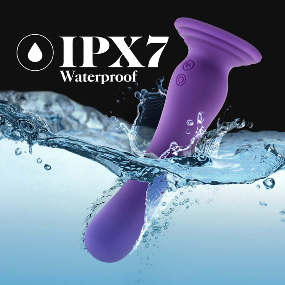Impressions Ibiza Rechargeable Silicone 7.75 in. Vibrating Dildo with Suction Cup Plum - Fantasies Boutique