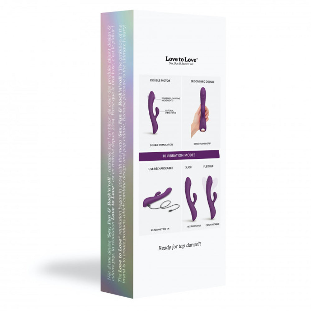 Love to Love Bunny & Clyde Rechargeable Tapping Rabbit Silicone Vibrator Purple Rain - Fantasies Boutique