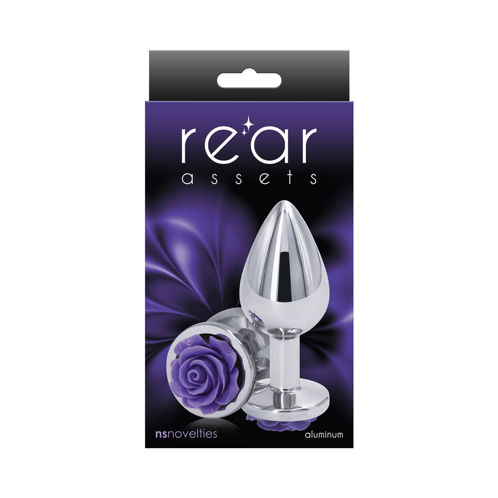 Rear Assets Rose Anal Plug Medium Purple - Fantasies Boutique