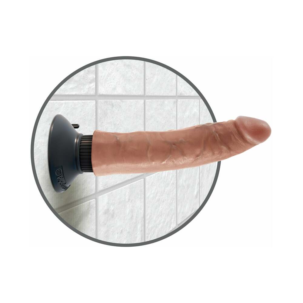 King Cock 7 in. Vibrating Cock Poseable Dildo With Suction Cup Tan - Fantasies Boutique