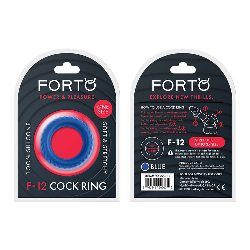 Forto F-12 Liquid Silicone Cockring 35mm Blue - Fantasies Boutique