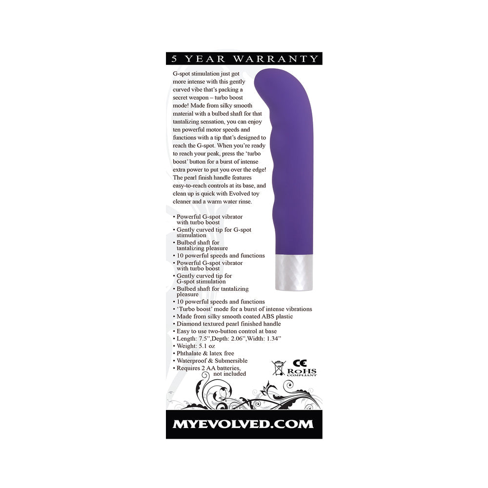 Evolved Spark Rechargeable G-Spot Vibrator Purple - Fantasies Boutique